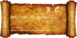 Mátéfi Orion névjegykártya